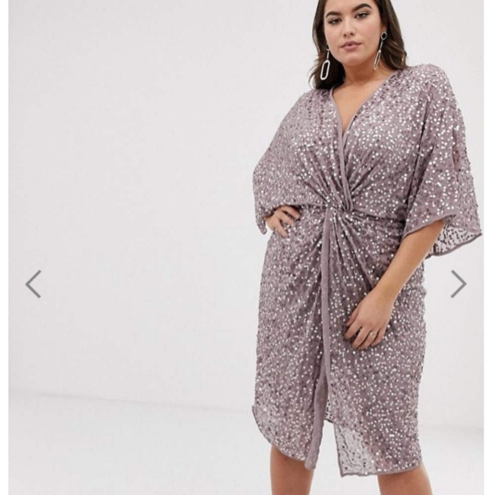 Sequin Kimono Knot-Front Dress - Picture 4 of 4